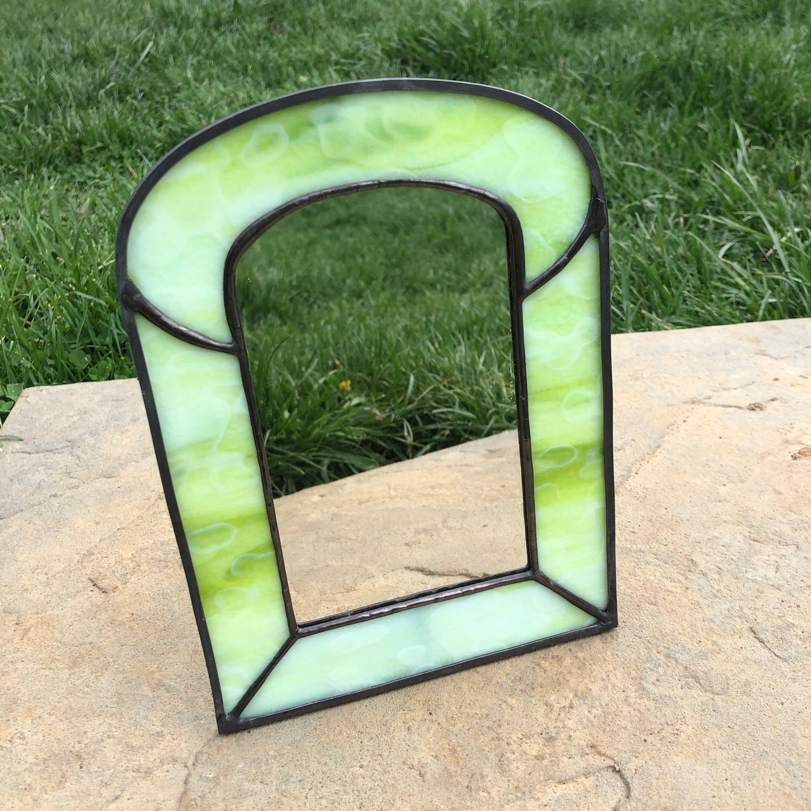 Stained Glass Easel Tabletop Mirror Decor Etsy