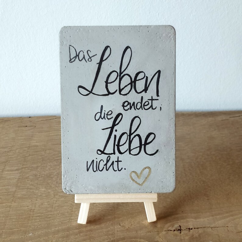 Trauergeschenk Liebe endet nicht Beton Trauerstein Grabschmuck Kondolenzschreiben zur Beerdigung Gedenkstein Bild 2