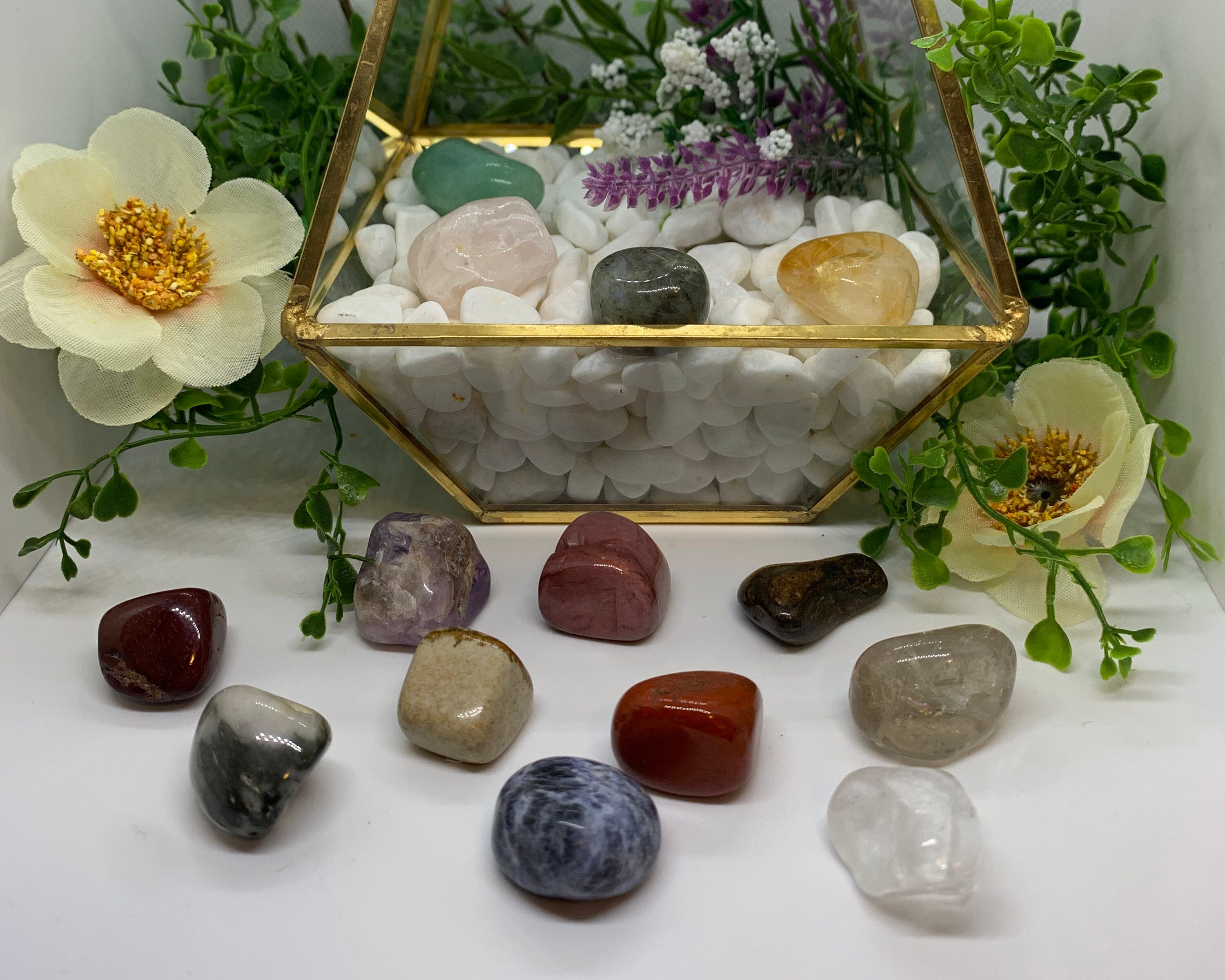 Crystal Cage Necklaces Assorted Tumbled Crystals Stainless Etsy