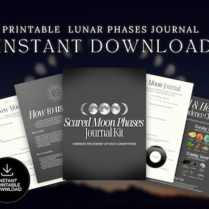 Sacred Moon Phases Journal Kit | Printable Lunar Ritual Templates | Moon Ritual Worksheets & Spiritual Journal Pages | Digital Download