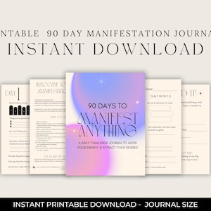90 Days to Manifest Anything | Manifestation Journal PDF | Daily Law of Attraction Planner & Challenge | Printable Manifestation Workbook