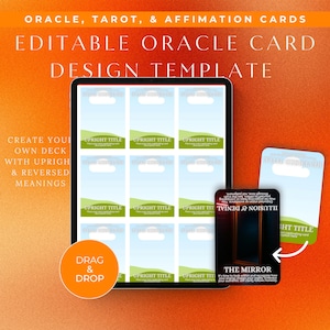 Editable Oracle Card Design Template – Upright & Reversed Meanings | Canva Template for Deck Creators