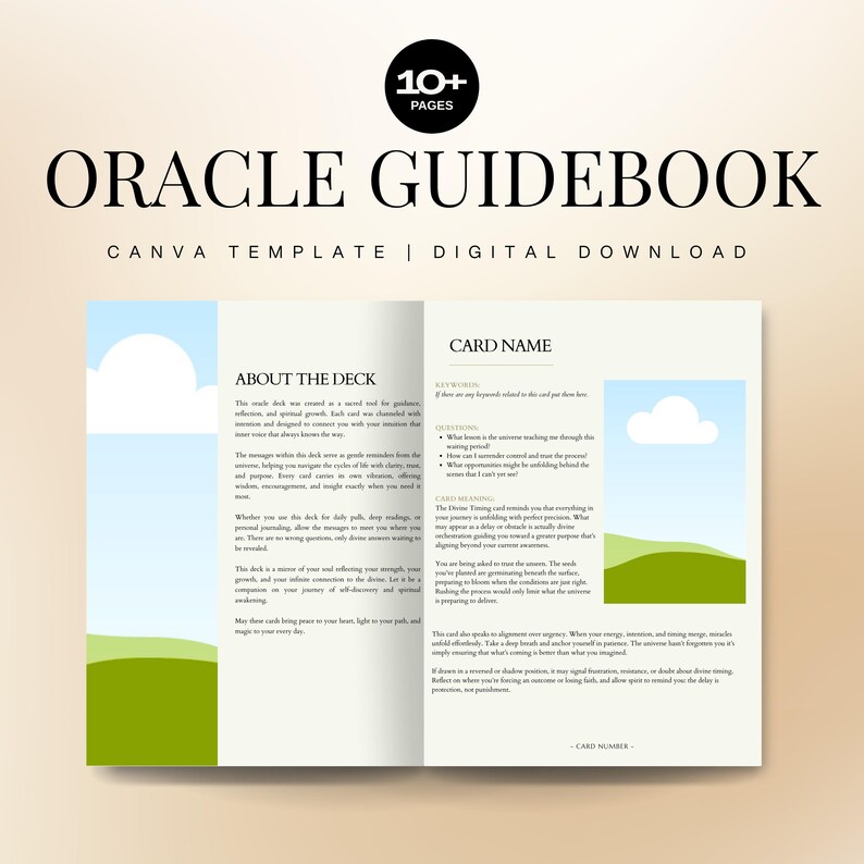 Oracle Deck Guidebook Template | Editable Canva Layout (digital ...
