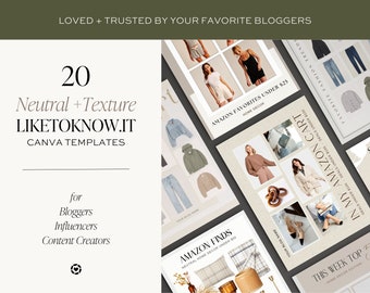 20 Editable LTK Canva Templates, Neutral LiketoKnowIt Template, Influencer Marketing Social Media Template, Blogger LTK Product Template