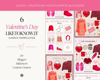 6 Editable LTK Valentine's Day Canva Templates, Neutral LTK Collage Design, Influencer Marketing Social Media Template, LTK Product Template