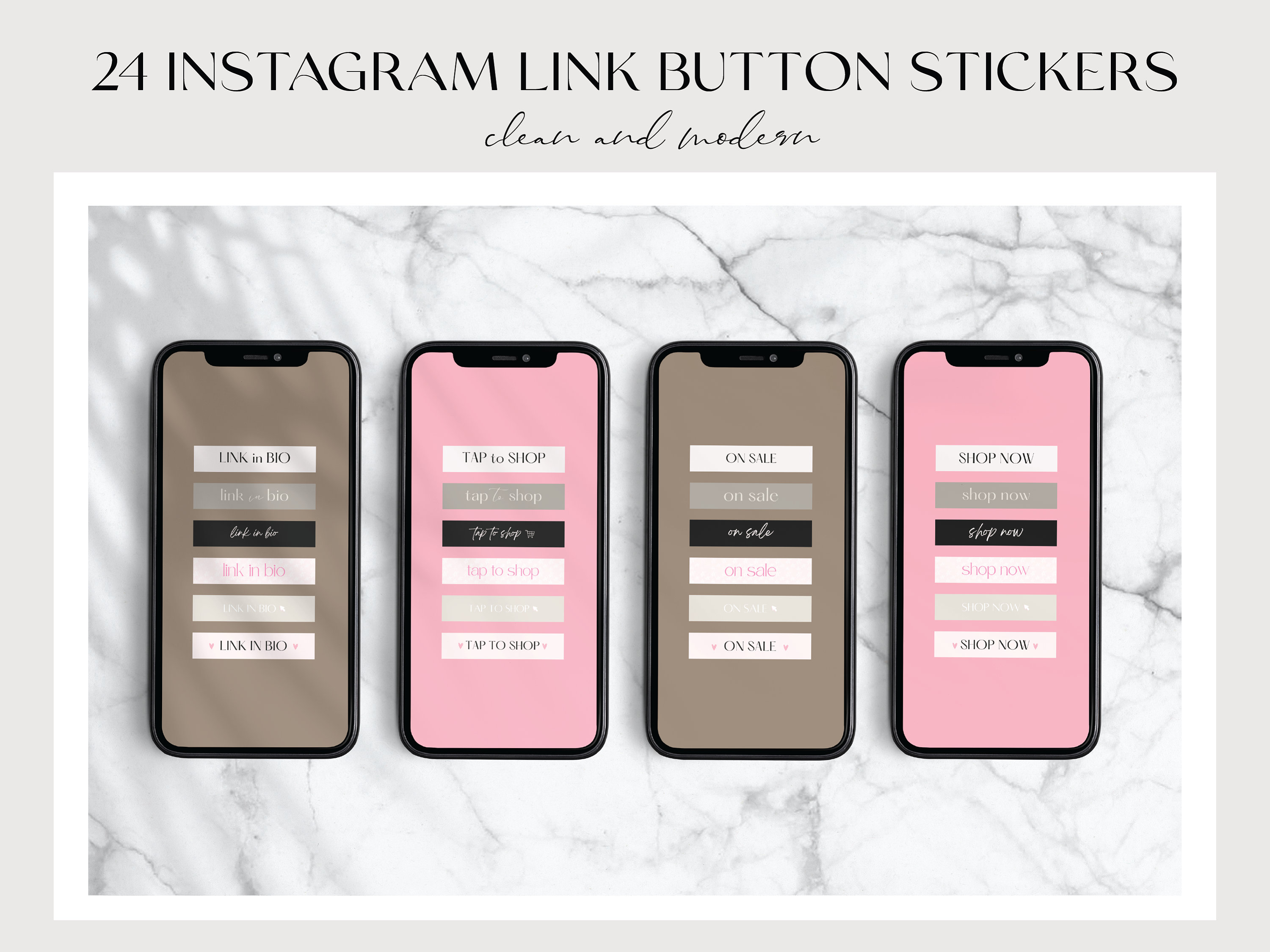 Buy 24 Instagram Story Button Sticker Pack, Tap to Shop Link