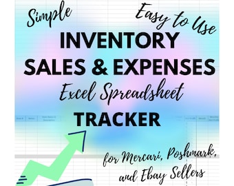 Inventory Sales Expenses Spreadsheet Tracker | For Sellers on Mercari, Poshmark, and Ebay | Excel Spreadsheet for Organized Bookkeeping