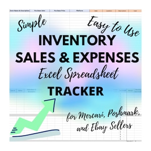 Inventory Sales Expenses Spreadsheet Tracker | For Sellers on Mercari, Poshmark, and Ebay | Excel Spreadsheet for Organized Bookkeeping