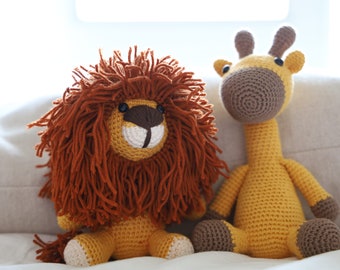 Giraffe & Lion Crochet Pattern - Stuffed Animals / Plush Toys