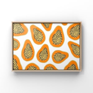 Papaya Art Print Easy Downloadable Printable / Tropical Beachy Hawaiian Aloha Wall Art Instant Download Kitchen Wall Art Orange Boho Print