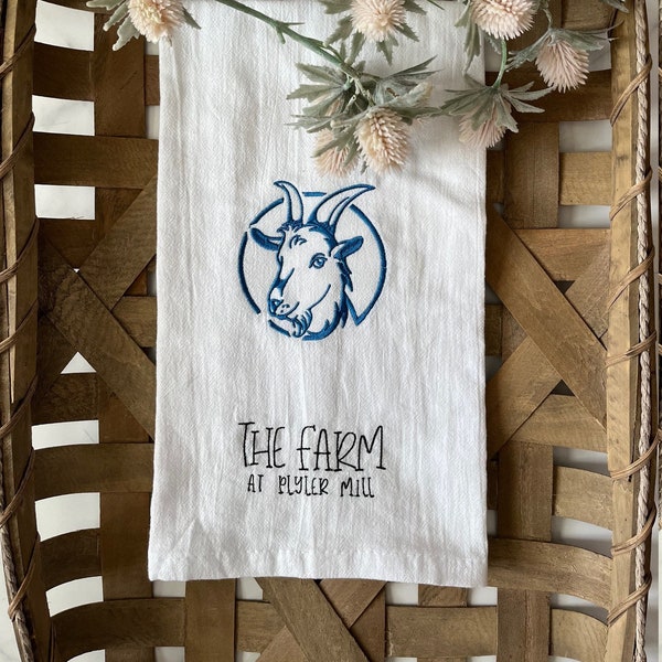 Personalized Goat Tea Towel (Flour Sack) with Farm Name
