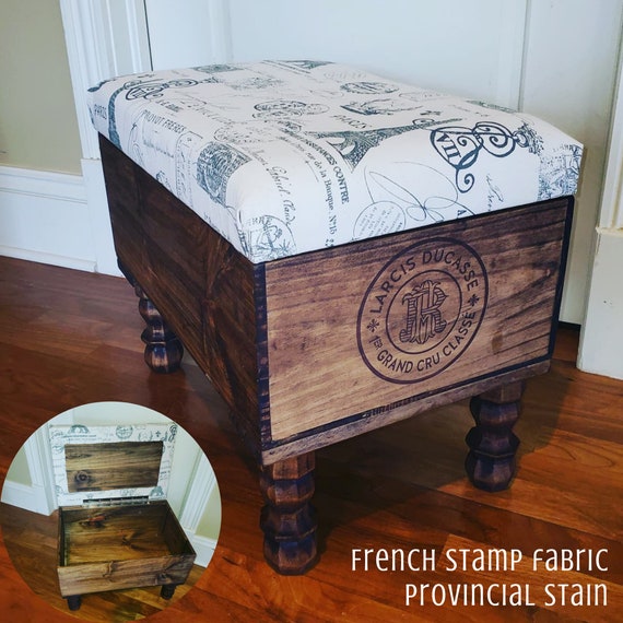 Wine Crate Storage Ottoman Large Etsy