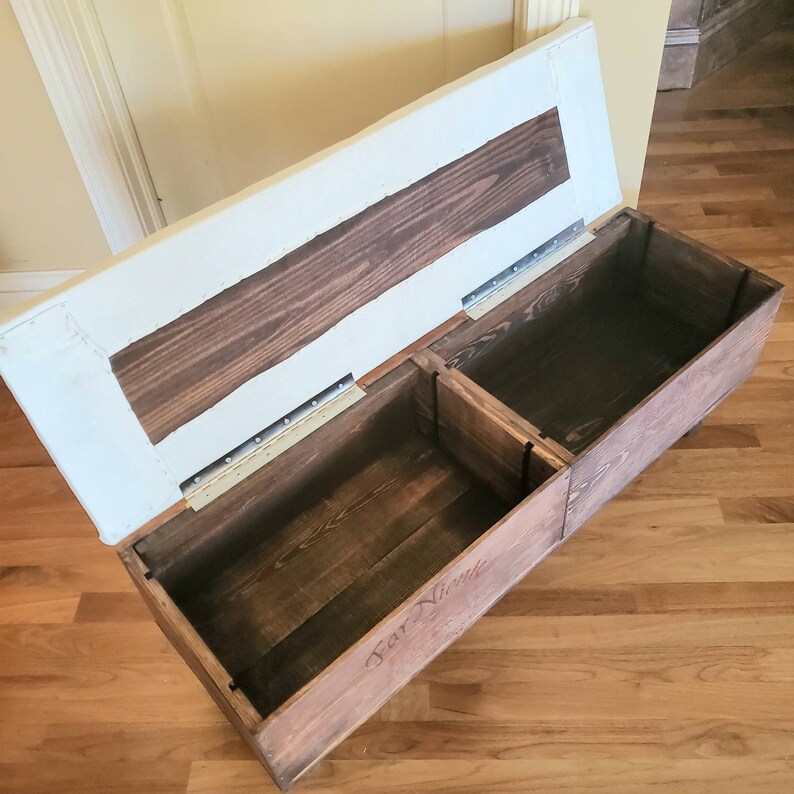 Wine Crate Storage Bench with Hinged Cushion Sturdy Custom Etsy