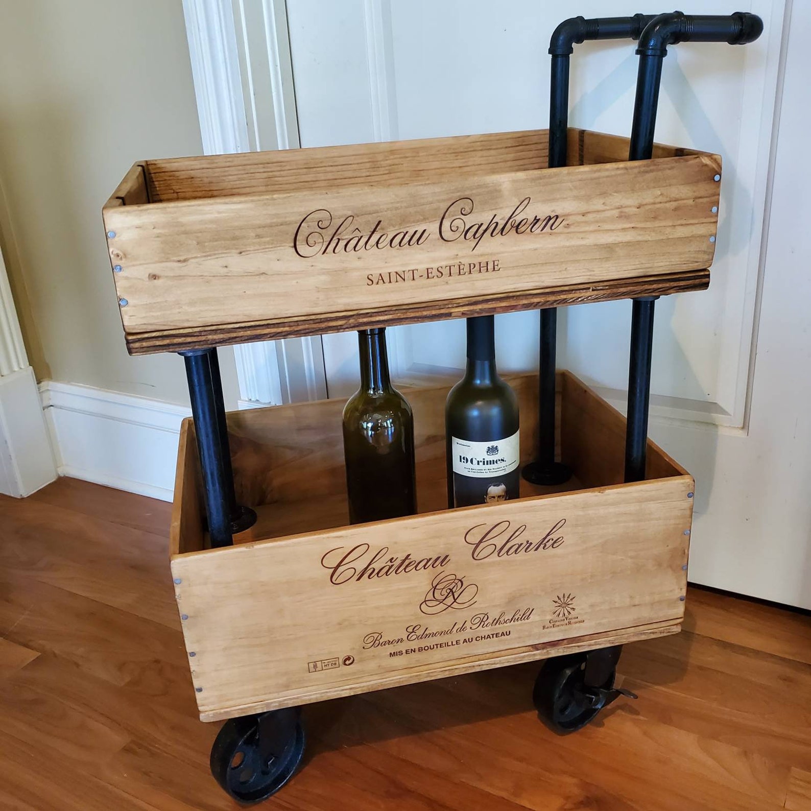 Wine Crate Bar Cart Etsy