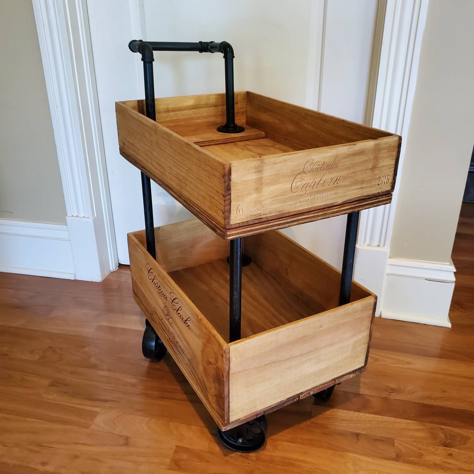 Wine Crate Bar Cart Etsy