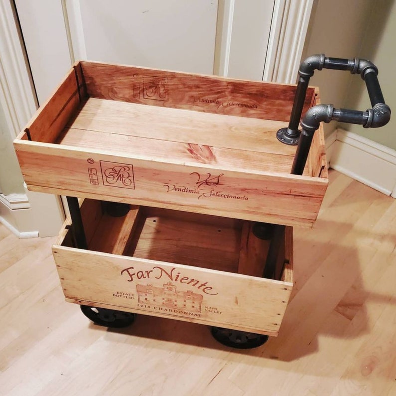 Wine Crate Bar Cart Etsy