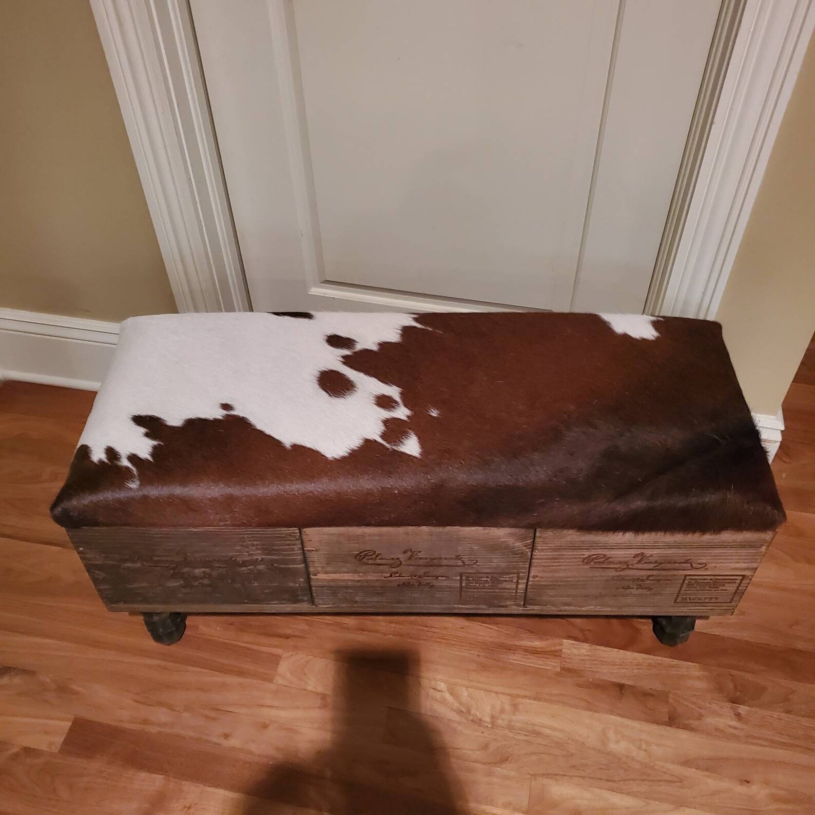 Wine Crate Storage Bench with Hinged Cushion Sturdy Custom Etsy