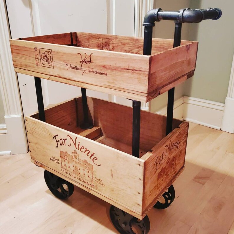 Wine Crate Bar Cart Etsy