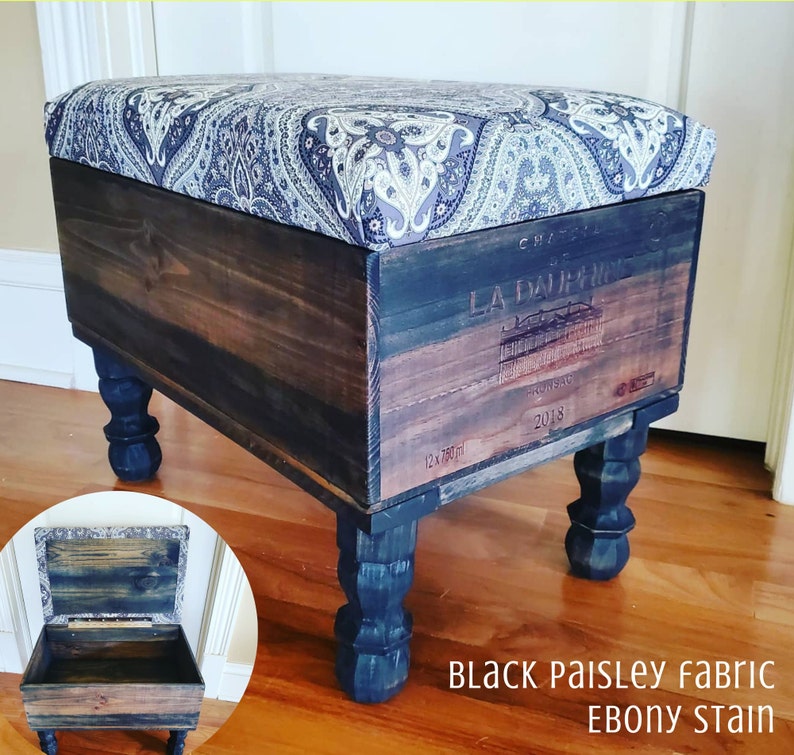 Wine Crate Storage Ottoman Large Etsy