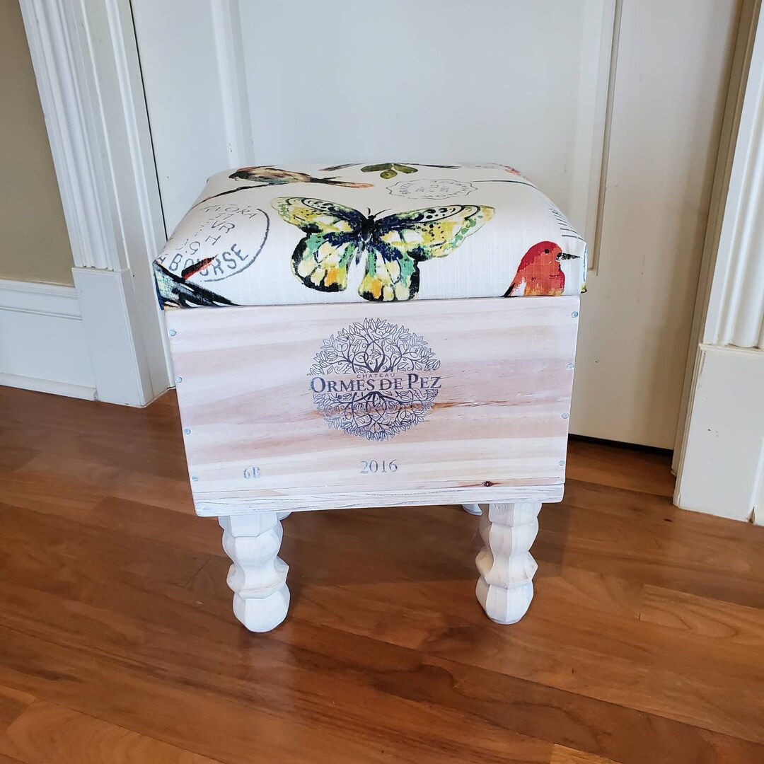 Wine Crate Storage Ottoman Small Etsy
