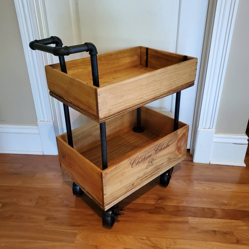 Wine Crate Bar Cart Etsy