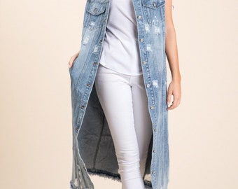 long denim vest