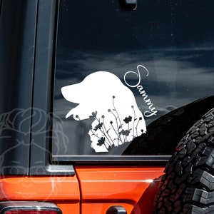 Golden Retriever Floral Vinyl Decal-OPTION B | Golden Retriever Sticker | Dog Decal | Dog Gifts