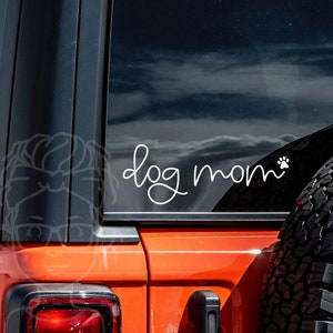 Dog Mom Cursive Vinyl Decal | Dog Lover Sticker | Pet Car Decal | Dog Gifts