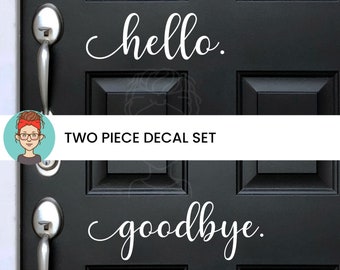 Script Hello and Goodbye Vinyl Door Decal Set | Door Sticker | Porch Decor | Farmhouse Decor