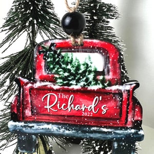 Farmhouse Red Truck Ornament | Christmas Ornament | Farmhouse Christmas Gift | Family Christmas Gift