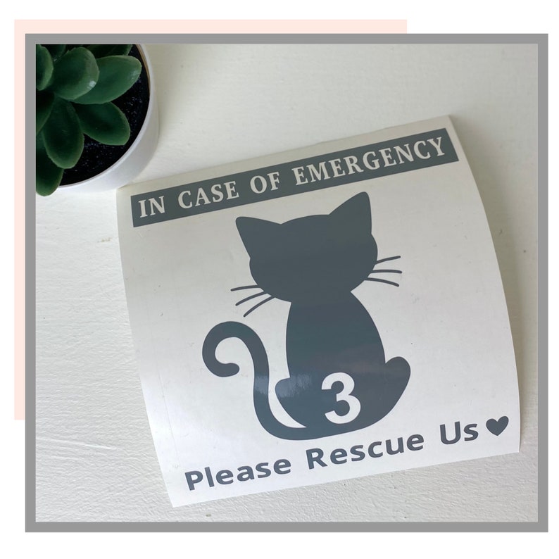 Cat Emergency Decal Cat Pet Alert Pet Rescue Sticker Pet Etsy