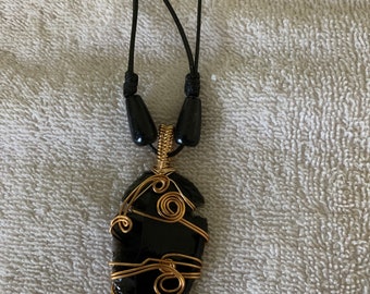 Genuine Obsidian stone necklace