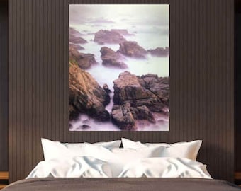 Rocks and Surf, Big Sur, California, Large Canvas Living Room Art, Dreamy California Seascape, Ocean, Sea, Pacific, Garrapata