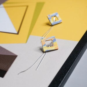 Kite Ceramic Earrings| Minimalist Geometric Earrings | 925 Sterling Silver Plated Earrings |