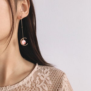 Half Moon Ceramic Drop Earrings| Minimalist Geometric Earrings | 925 Sterling Silver Gold Plated Earrings | 14k Gold Plated Half-Hoop