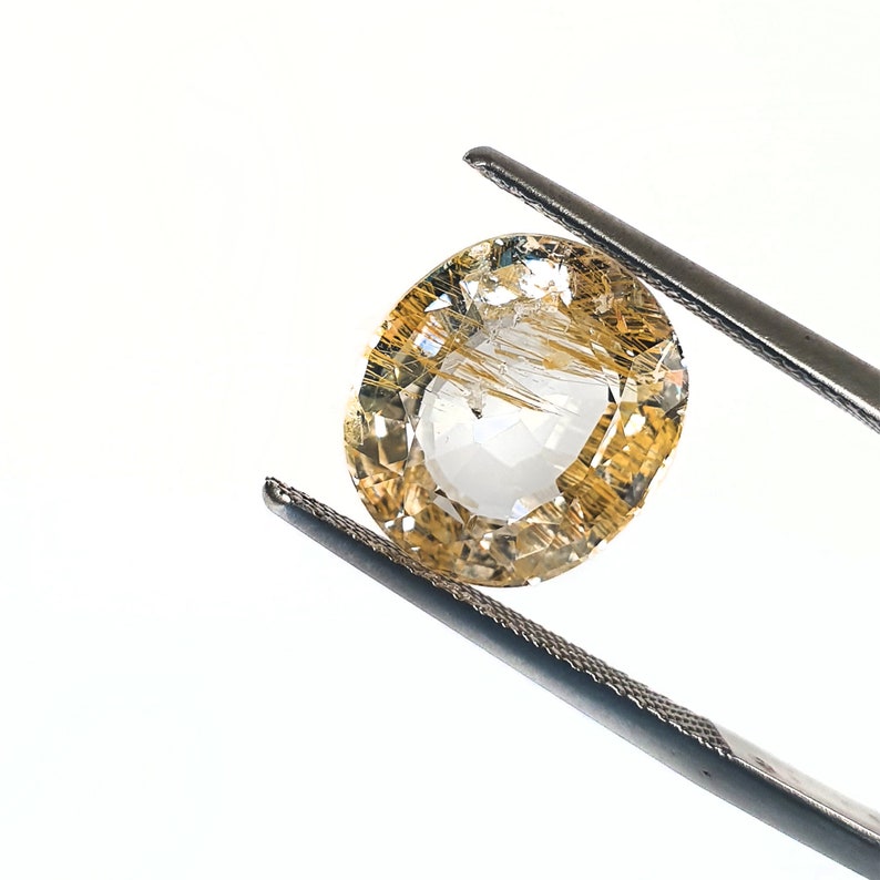 Loose Topaz November Birthstone 7.53 Carat Oval Cut Topaz Rutile Topaz Gemstone Natural Gold Clear Topaz Custom Topaz