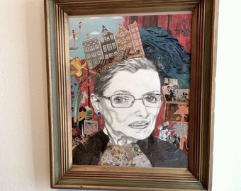 Ruth Bader Ginsburg Charcoal Print, Women's Empowerment Portrait, Hanging RBG Wall Print, Supreme Court Artwork, Pop Culture Icon Print