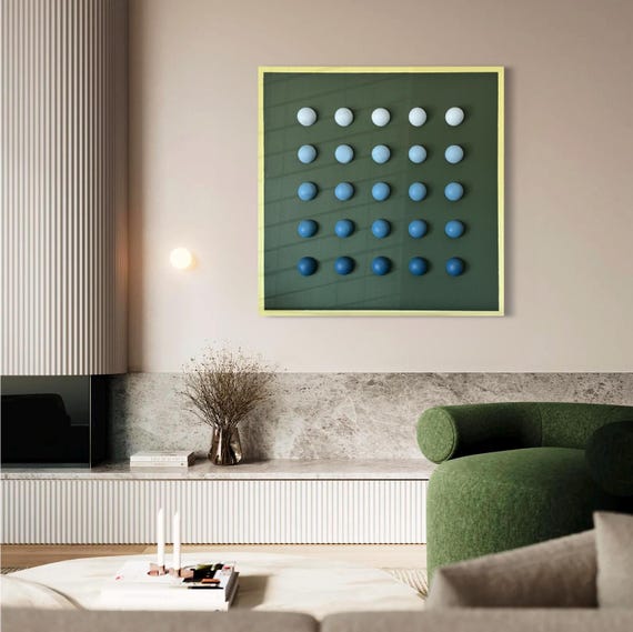 Geometric 3D Wall Sculpture: Green, Blue, and Yellow Modern Art