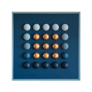 Blue and Gold 3D Wall Sculpture: Modern Geometric Art Panel