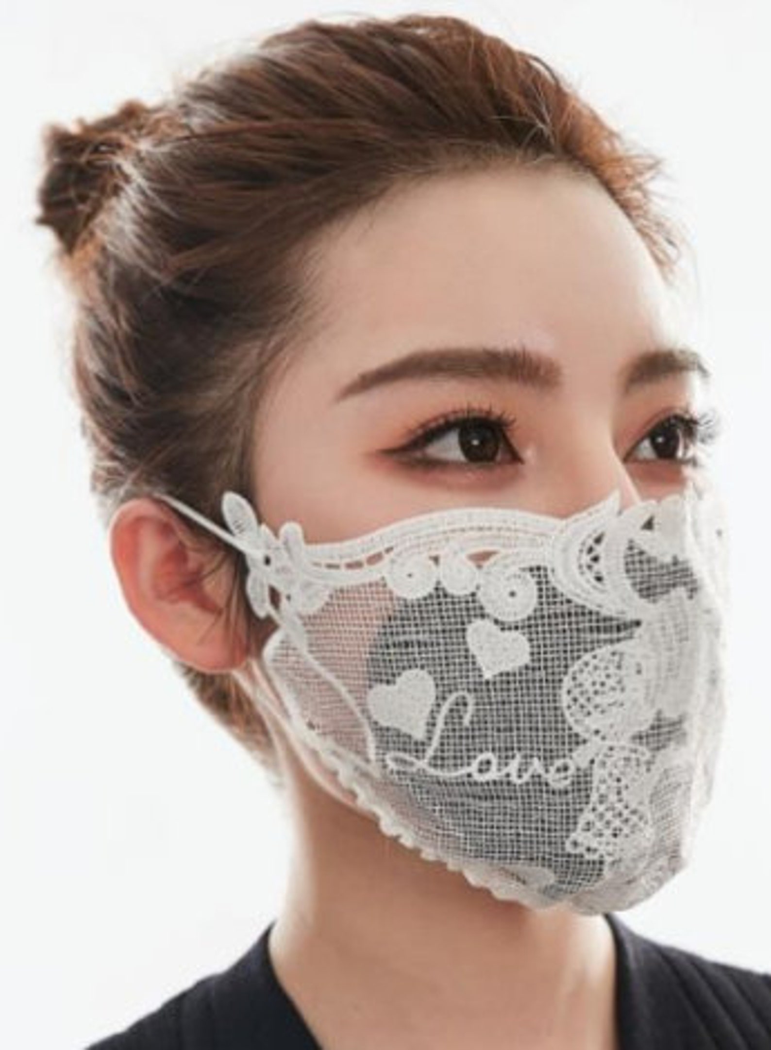 White Lace Face Mask Washable Bridal Mask No Lining Etsy UK