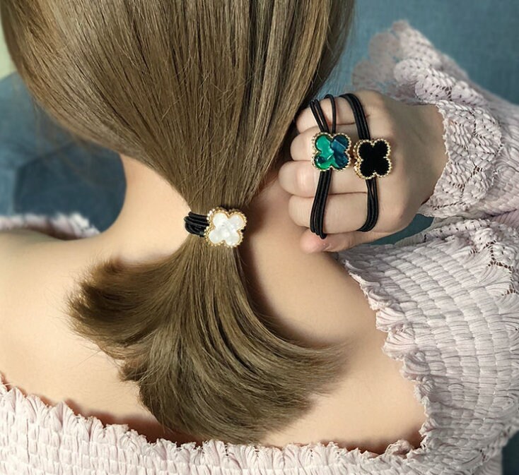 Elegant Floral Clover Hair Ties - Black, Pink, Ivory - Unbranded il_1080xN.2595296884_tjao.jpg main image 4
