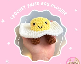 Fried Egg Plushie | Crochet Egg | Food Themed Plushies | Fried Egg Stuffed Toy | Stuffed Toys | Egg Teddy | *PHYSICAL ITEM*