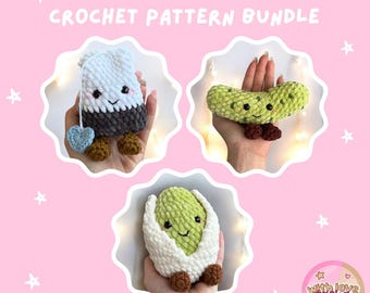 Crochet Pattern Bundle | Teabag Crochet Pattern | Pistachio Crochet Pattern | Pickle Crochet Pattern | Crochet Food Pattern | *DIGITAL ITEM*