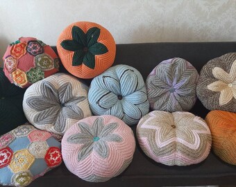 pillow Round "Flower", Chunky knit cushion, knit pillow, chunky yarn pillow decorative cushion cover decorative pillow chunky knitted pillow