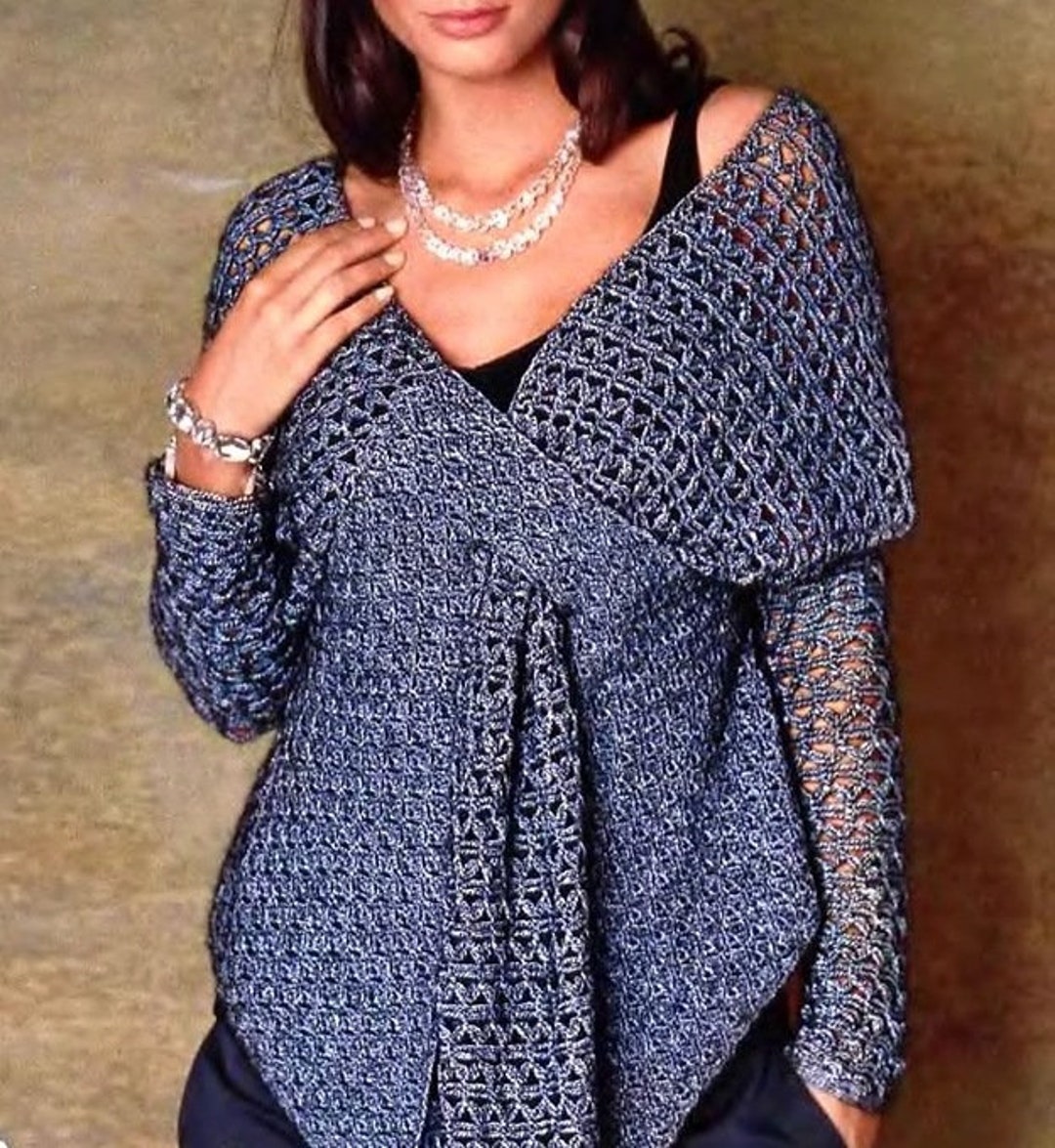 Openwork Top Top Vest of Openwork Crochet With Ruffles Rayon and Silk. Designer ...