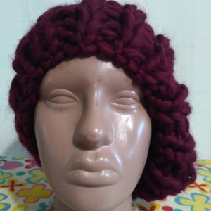hat Warm knitted hat knit Merino hat unisex wool hat, beret hat bandana helmet women warm hat handmade Marsala