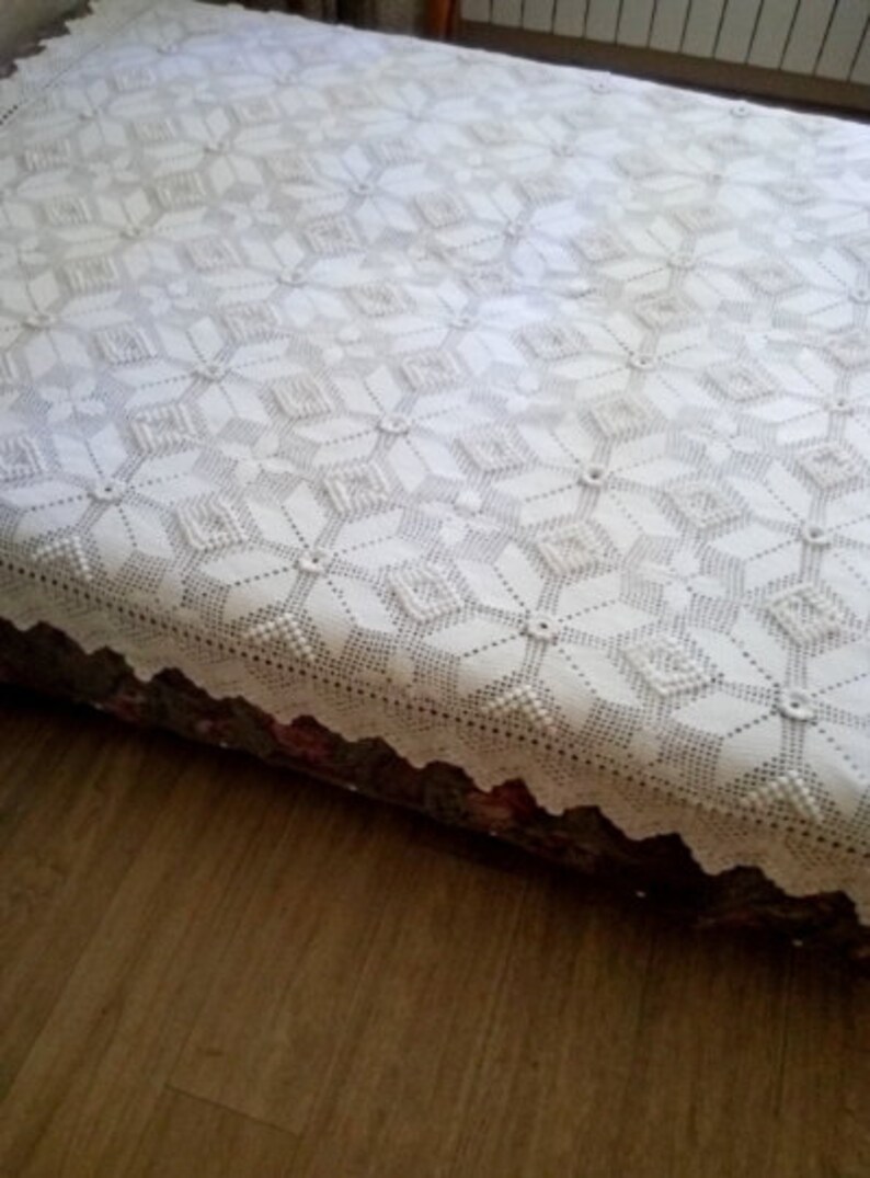 Blanket Cloak on the Bed Openwork Crochet Knitted Blanket Cover Sofa