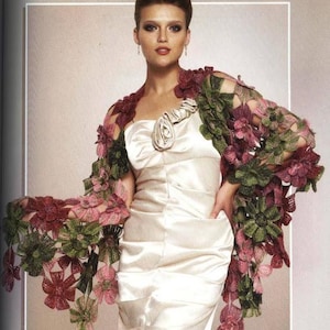 Shawl tippet Irish Lace Crochet Floral PalantineCrochet Shrug Crochet Cover Up Wrap Warm Women Flower Crochet Pink Yellow