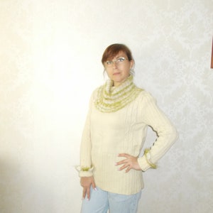 Sweater Pulover Oversize With Pearl Pattern Women Hand Knit - Etsy