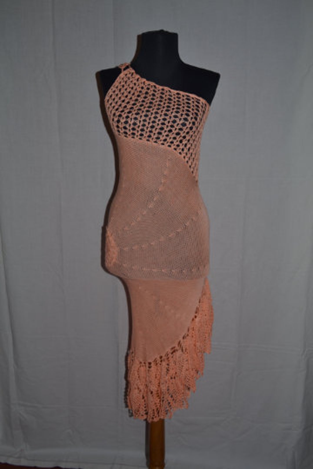 Vestito estivo lavorato a maglia con traforo, trasformatore